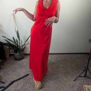 Vintage Groovy Chic Red Maxi Dress